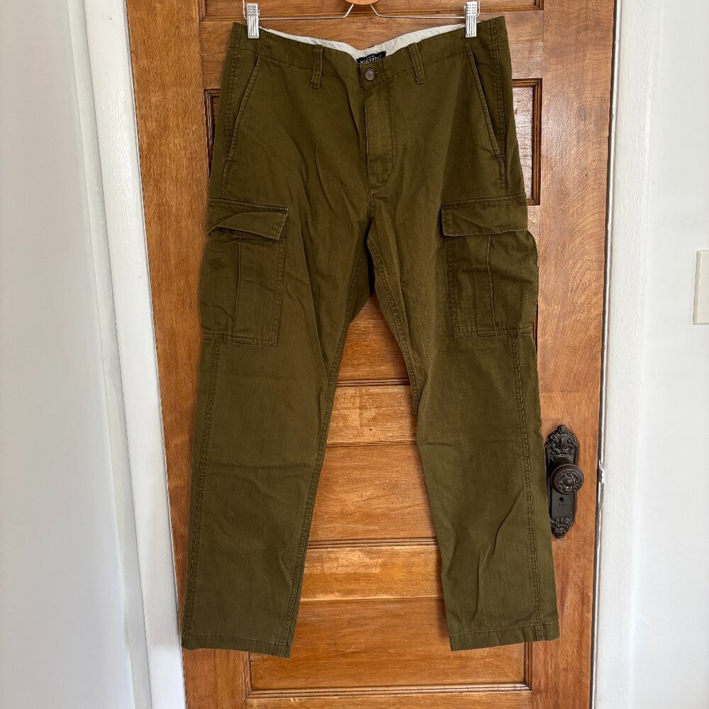 J.Crew Mercantile Flex Olive Green Cargo Straight Leg Pants - 35x32